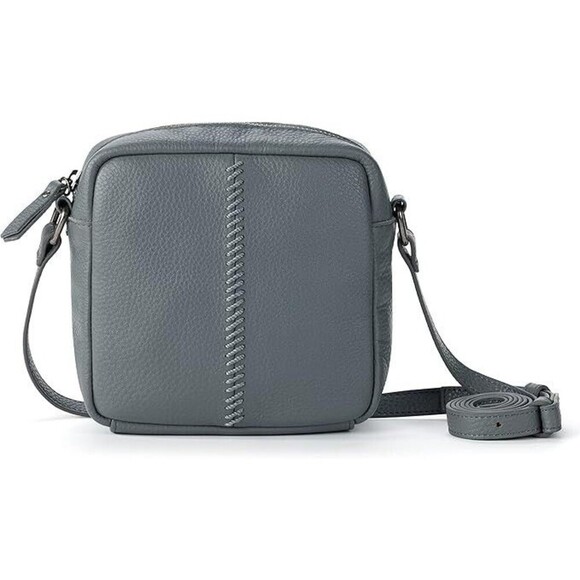 The Sak Maisie Square Leather Crossbody Bag, Adjustable Strap, Dusty Blue, NEW - Picture 1 of 6